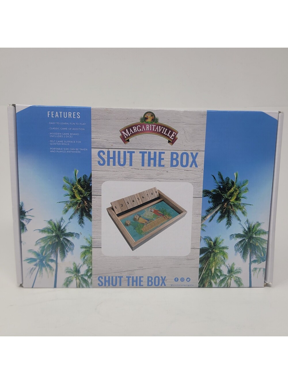 Margaritaville Shut the Box Wooden Dice Game Victory Tailgate Bar Board Game 9 T